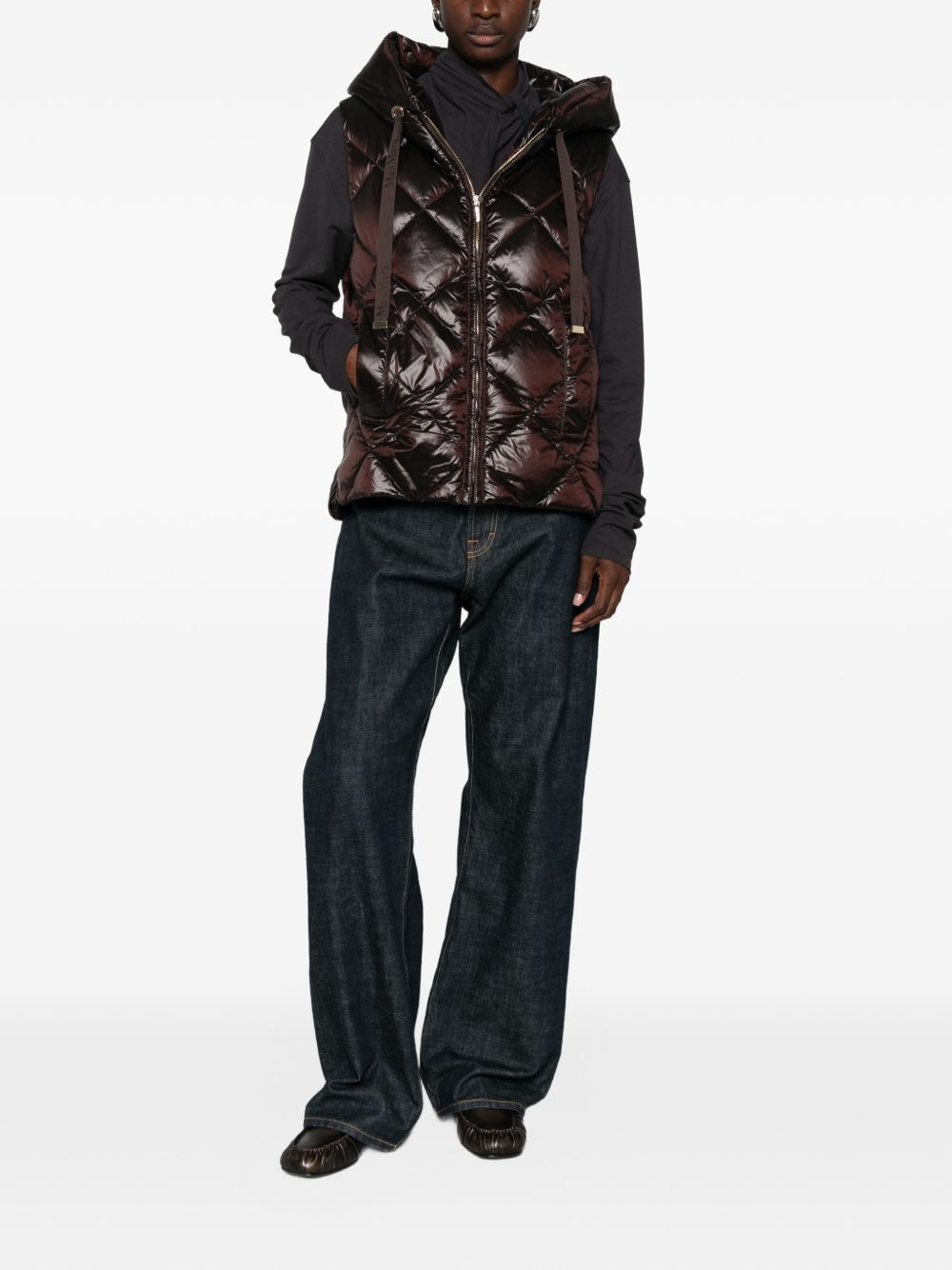 Piumino Smanicato In Tela Nylon 2629296055600 027 BROWN MAX MARA STUDIO 