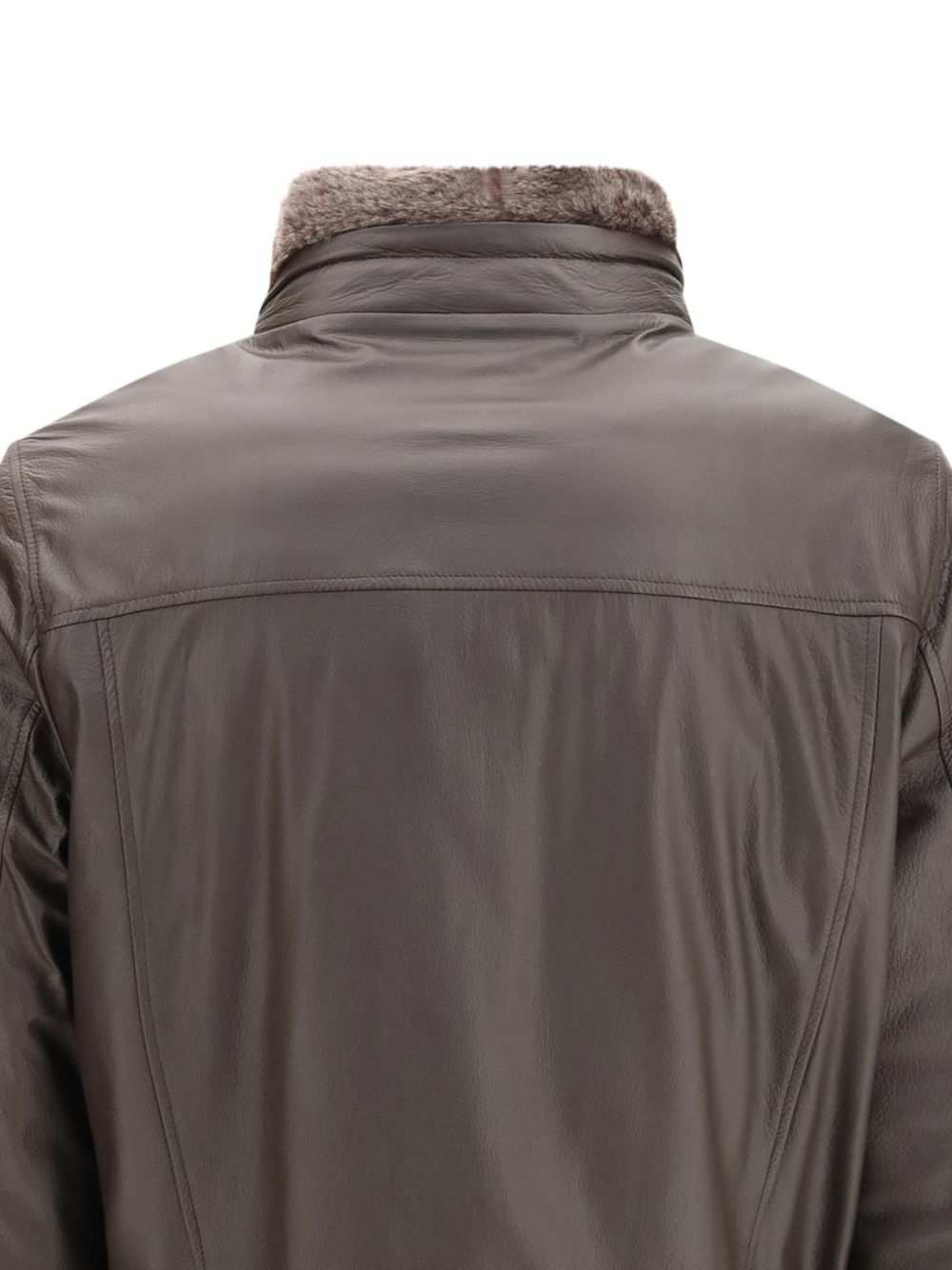 Bomber Cleros in Pelle di Cervo con Collo in Montone MOUBO100178 U0202 MORO MOORER 