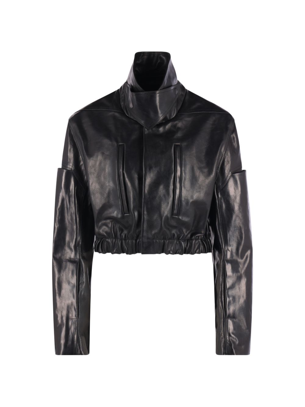Bomber In Pelle Collared Mac RO02F5795LGB 09 BLACK RICK OWENS 