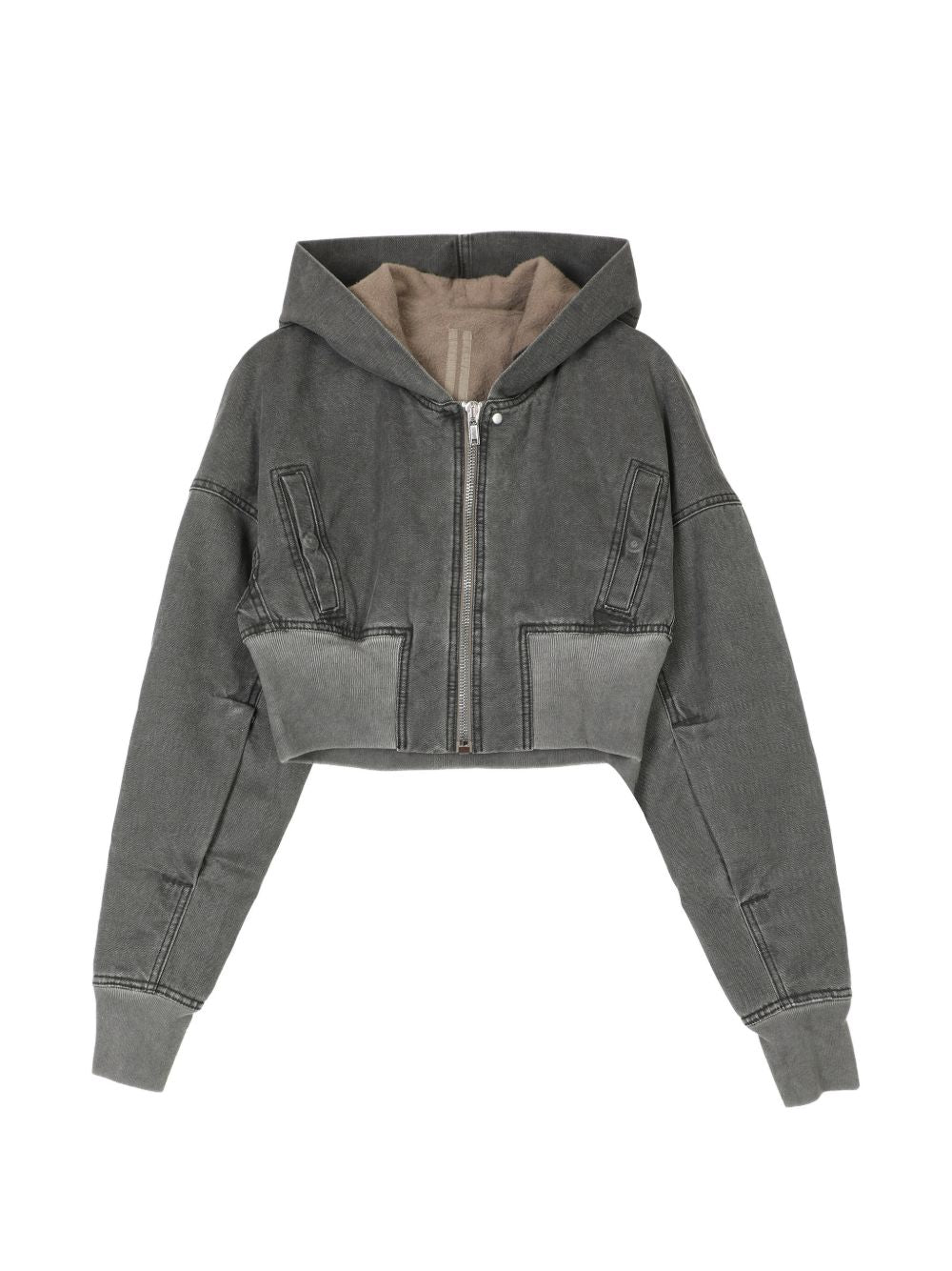 Bomber Hooded Cropped Flight DS02F6722CVG 148 GRAVEL RICK OWENS DRKSHDW 