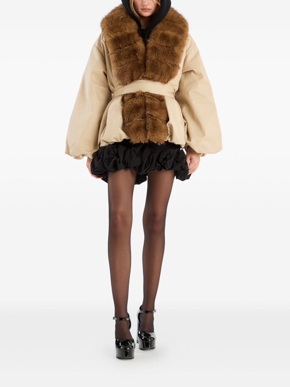 Faux Fur Collar Jacket 115145532 532 CEMENT ROTATE 