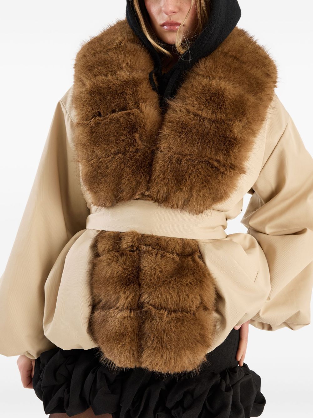 Faux Fur Collar Jacket 115145532 532 CEMENT ROTATE 