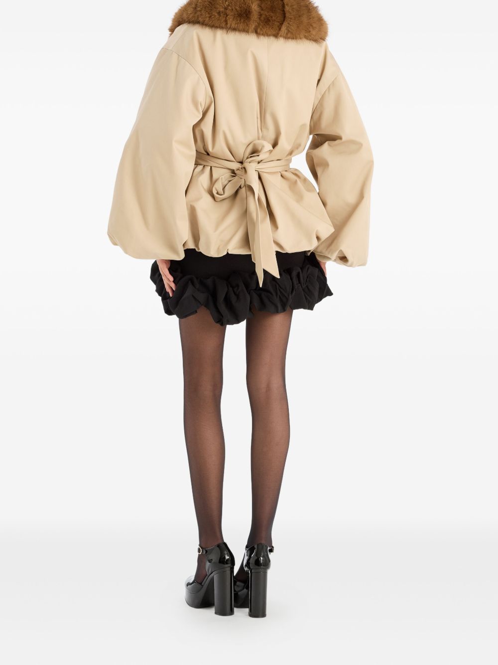 Faux Fur Collar Jacket 115145532 532 CEMENT ROTATE 