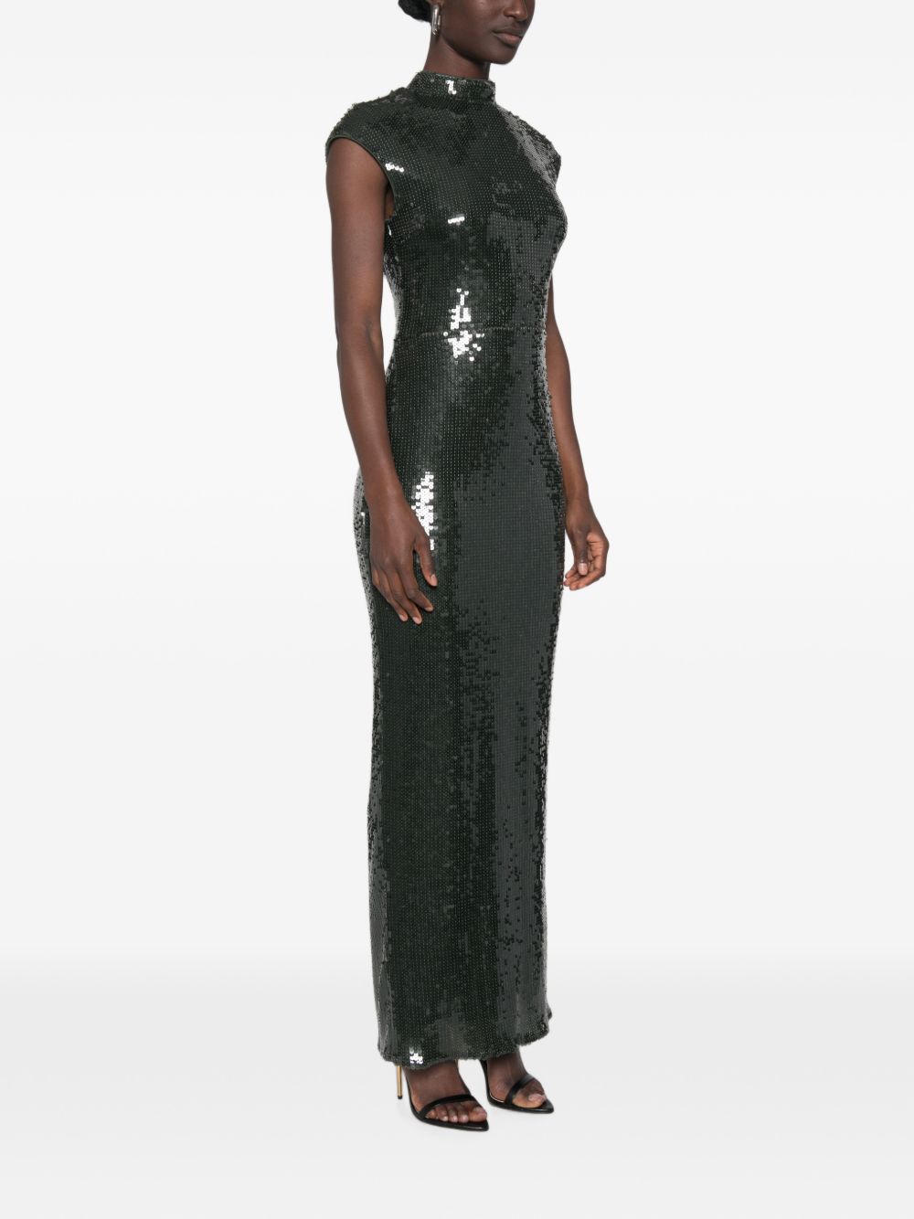Maxi Abito Con Pailettes 116140265 265 BLACK OLIVE ROTATE 