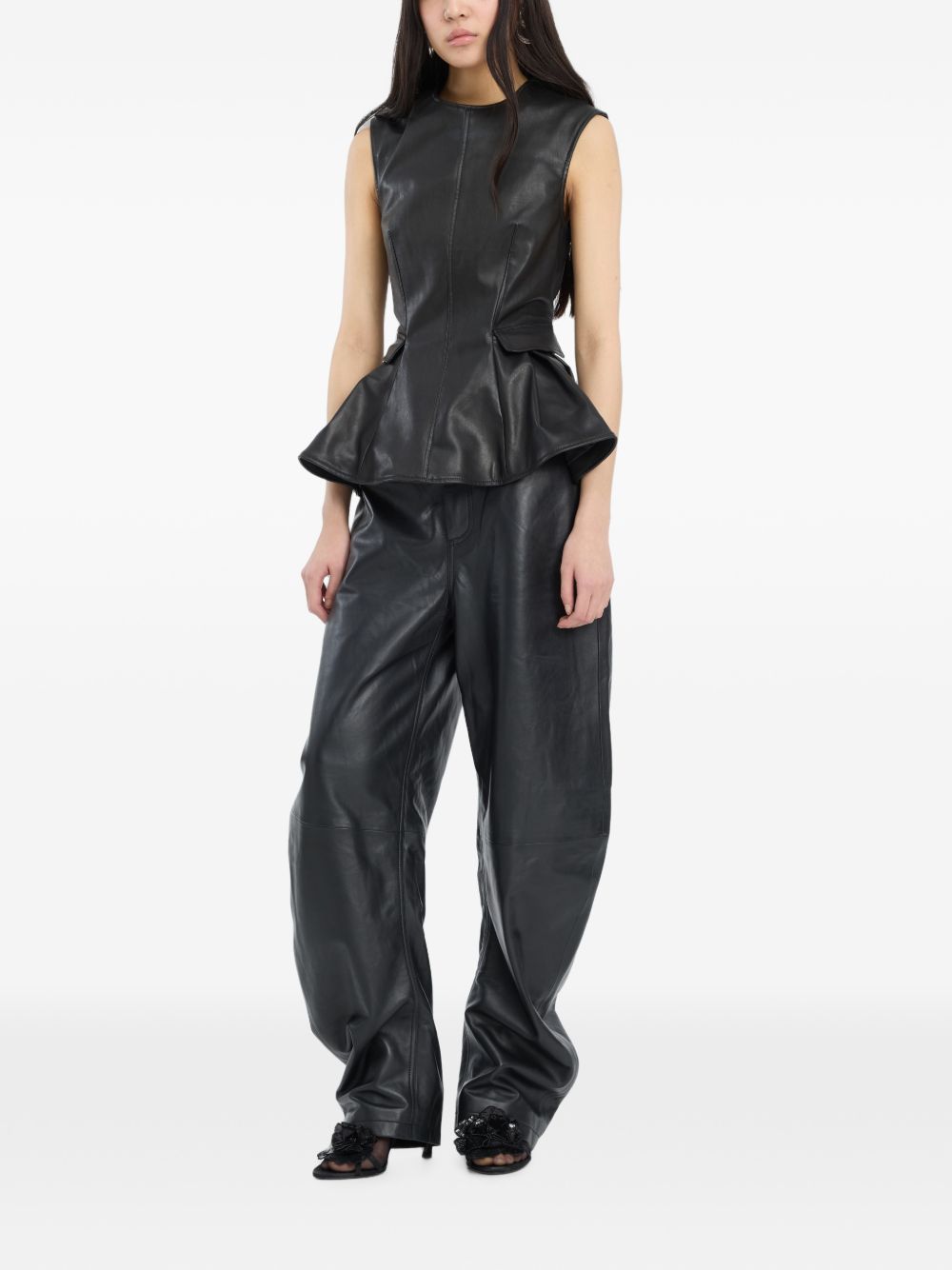 Pantaloni Barrel In Pelle 116577100 100 BLACK ROTATE 