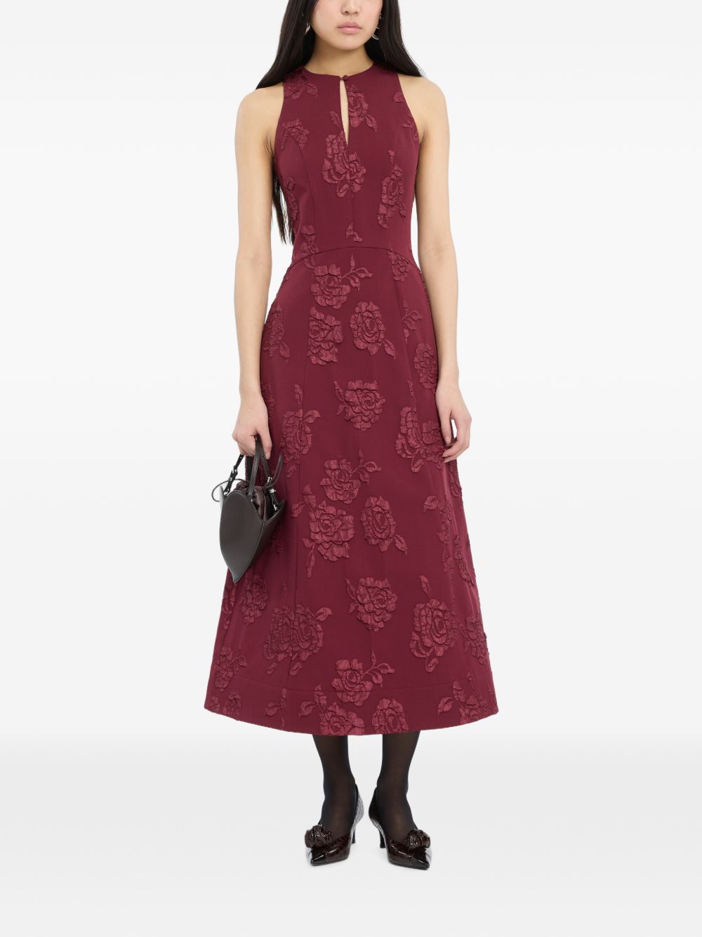 Jacquard Flared Dress<BR/> 1166162734 2734 ZINFANDEL ROTATE 
