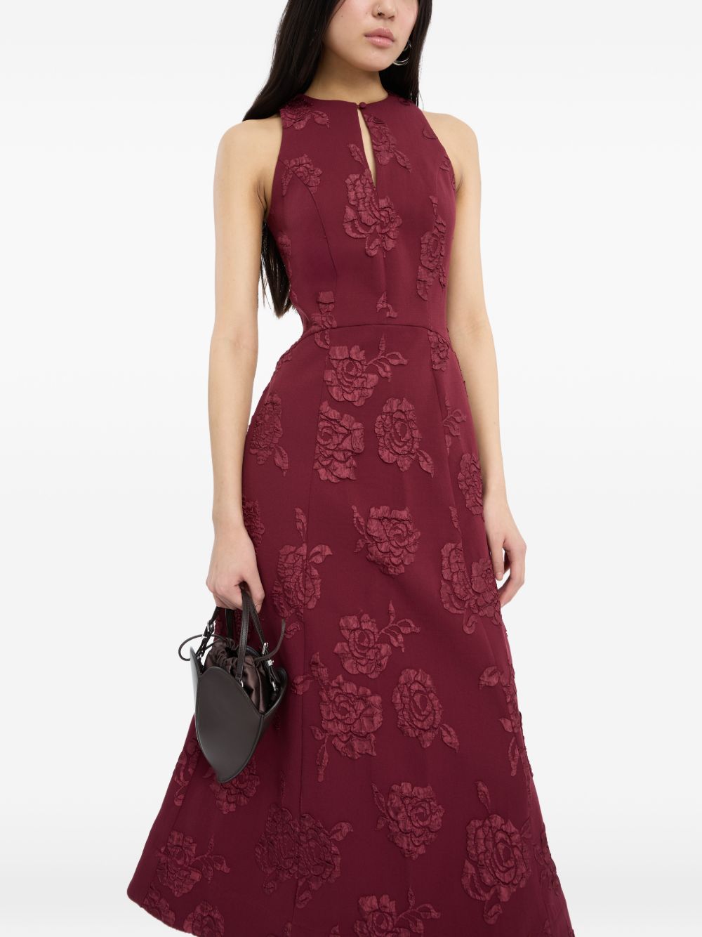 Jacquard Flared Dress<BR/> 1166162734 2734 ZINFANDEL ROTATE 