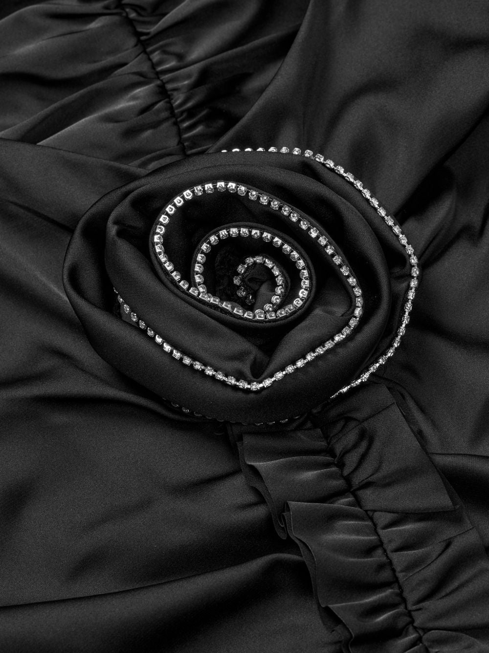 Mini Abito Drappeggiato con Rosa 116805100 100 BLACK ROTATE 