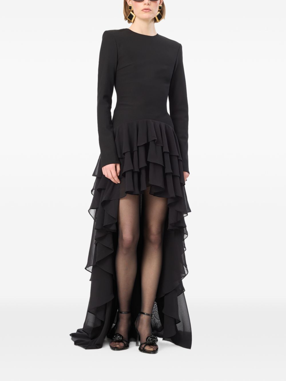 Abito Lungo con Rouches e Strascico 116821100 100 BLACK ROTATE 