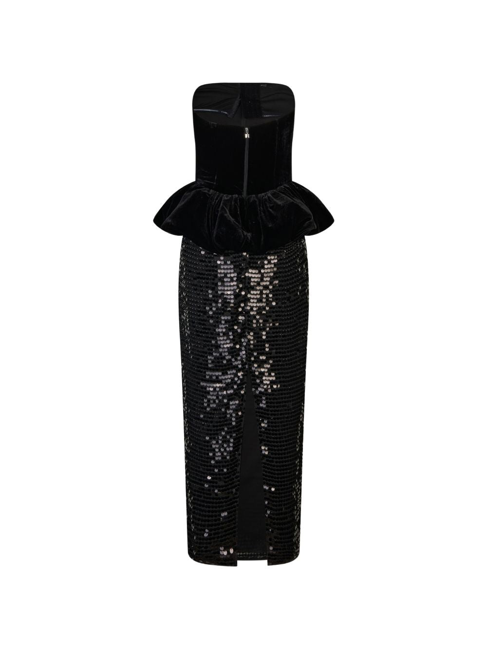 Abito Lungo Peplum in Paillettes 116856100 100 BLACK ROTATE 