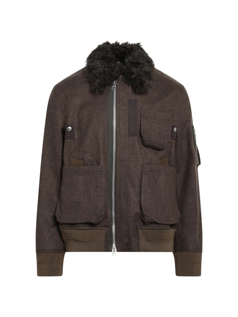 Wool Melton Blouson 2604081M 601 BROWN SACAI 