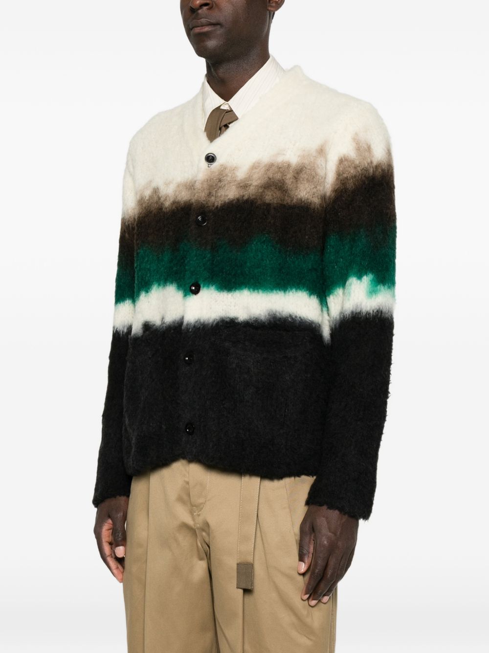 Cardigan In Lana Chunsen-Dyed 2604132M 020 BLACK MULTI SACAI 
