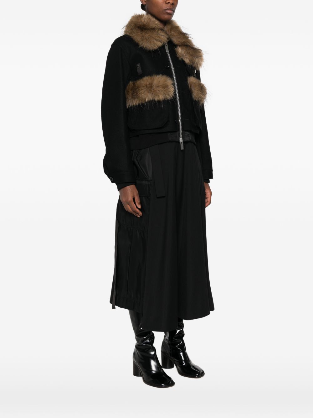 Wool Melton Blouson 2608637 001 BLACK SACAI 