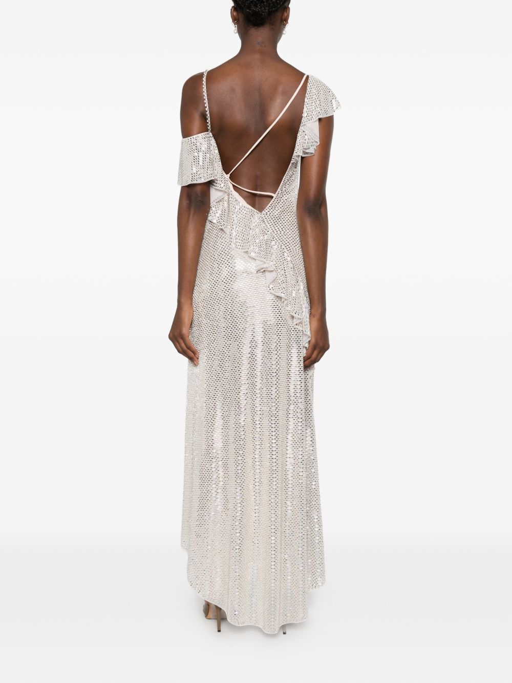 Maxi Abito Drappeggiato Con Cristalli PF26041XACH CHAMPAGNE SELF-PORTRAIT 