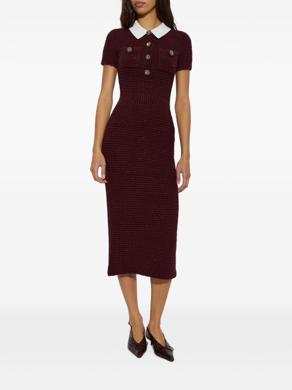 Abito Midi In Maglia SC26091MBU BURGUNDY SELF-PORTRAIT 