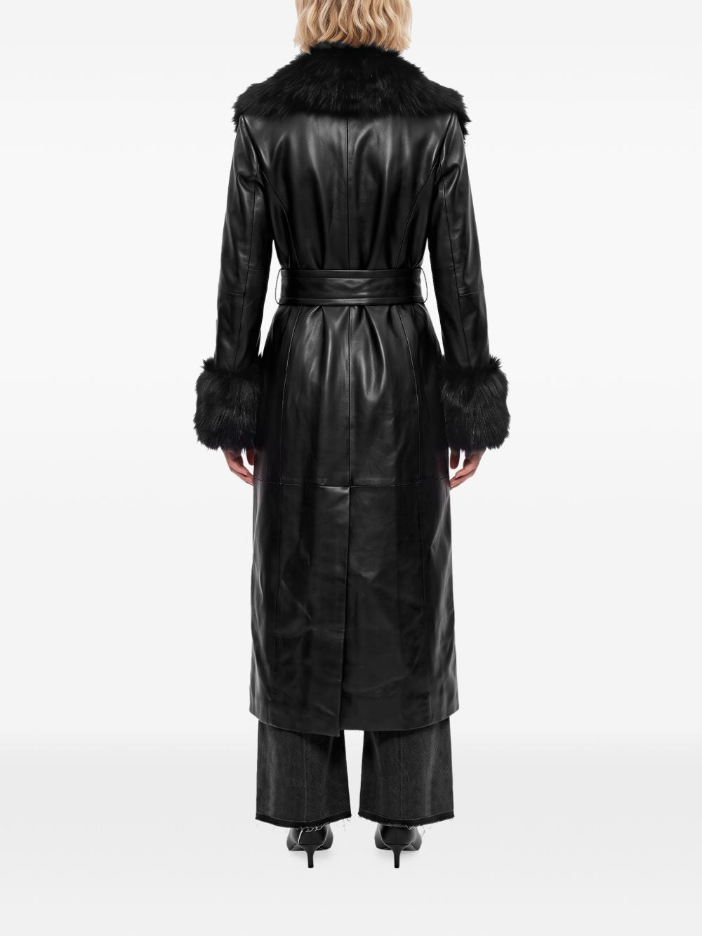 Cappotto Estella in Ecopelle con Dettagli in Pelliccia Sintetica 665548791 89000 BLACK STAND STUDIO 