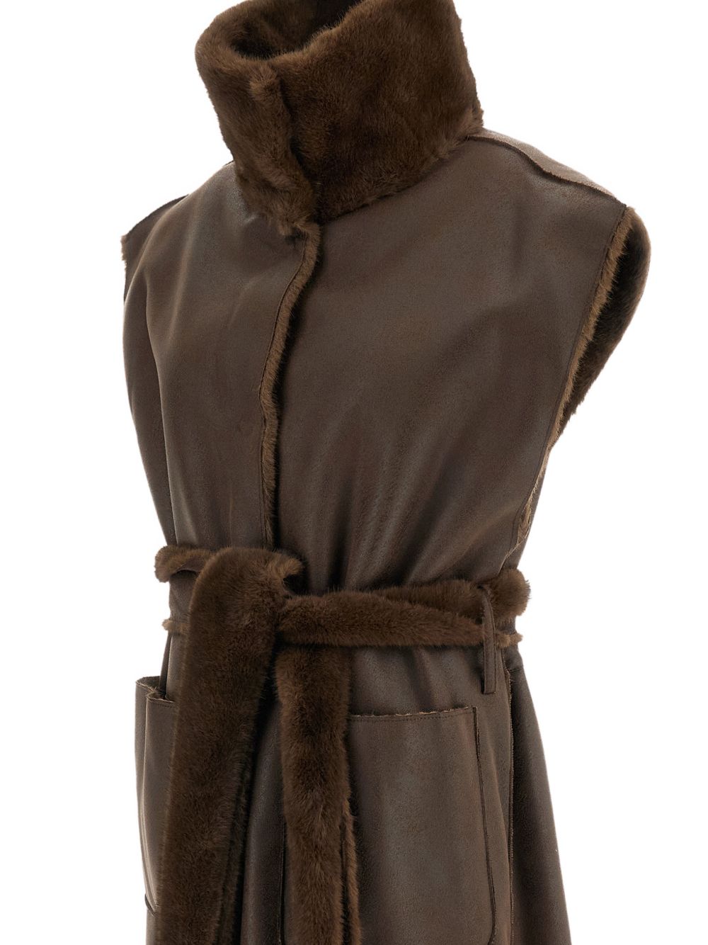 Gilet Lungo Reversibile Oaklynn in Pelliccia Sintetica 667389466 87000 BROWN STAND STUDIO 