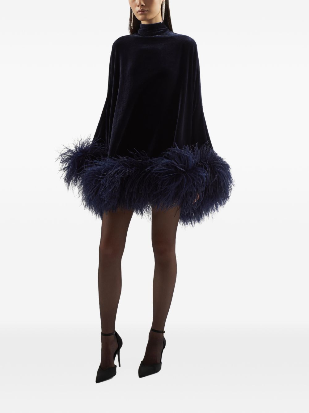 Kaftano Velvet Vegas in Velluto con Piume TMFA2623 653 MIDNIGHT BLU TALLER MARMO 