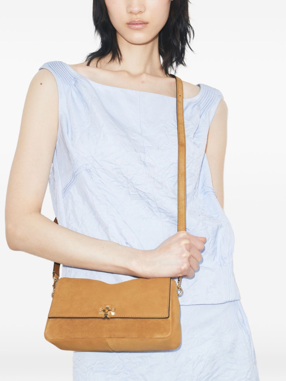 Tory Burch Flap Logo Shoulder Bag 183225 200 TOFFEE TORY BURCH 