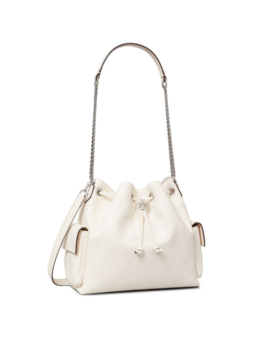 Shoulder bag Charlie matelassé con coulisse 185831 250 LIGHT CREAM TORY BURCH 