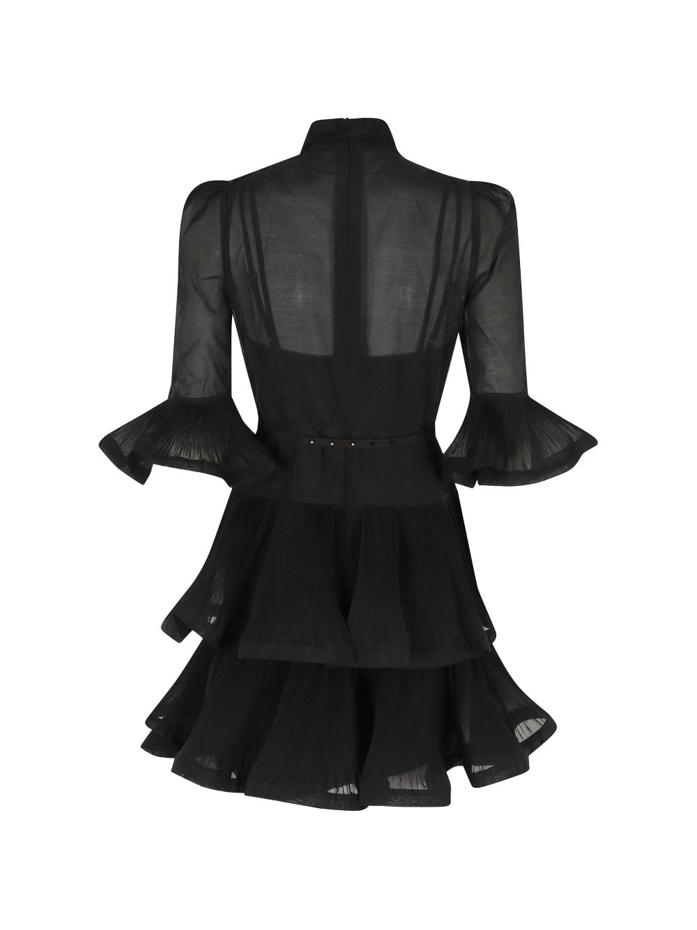 Pleated Sleeved Mini Dress 0429DF26R BLACK ZIMMERMANN 