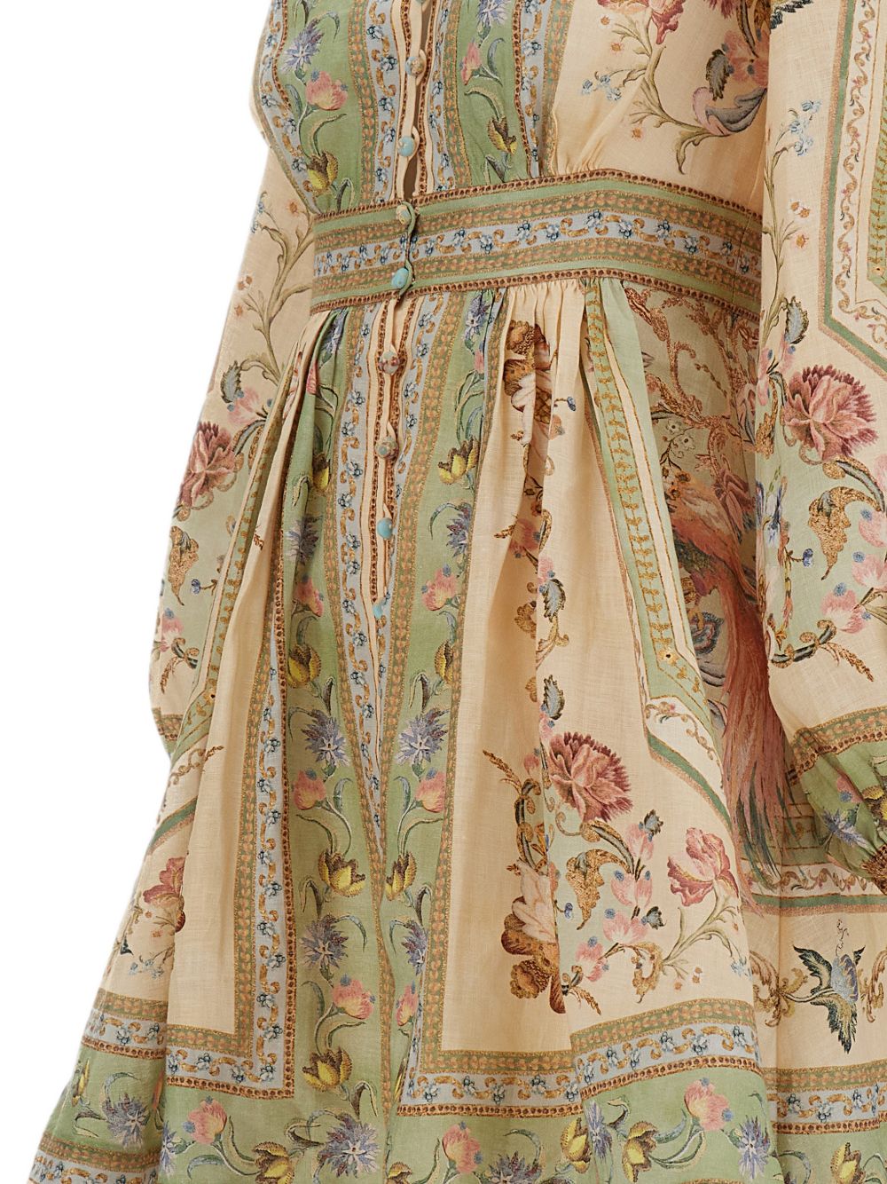 Roselight Plunge Mini Dress<BR/> 0932DSS264 SAGE TAPESTRY FLORAL ZIMMERMANN 
