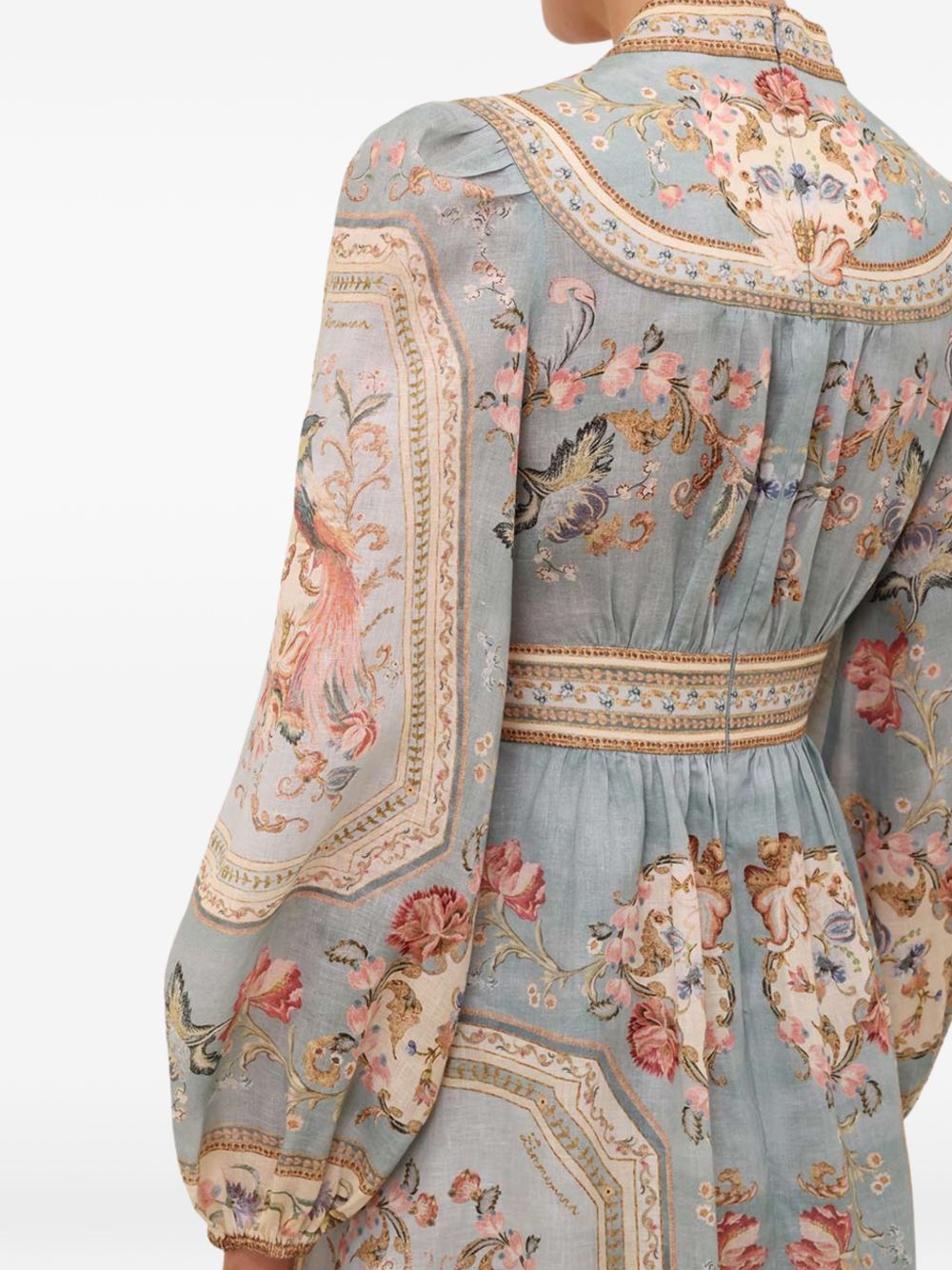 Roselight Plunge Midi Dress<BR/> 3501DSS264 BLUE TAPESTRY FLORAL ZIMMERMANN 