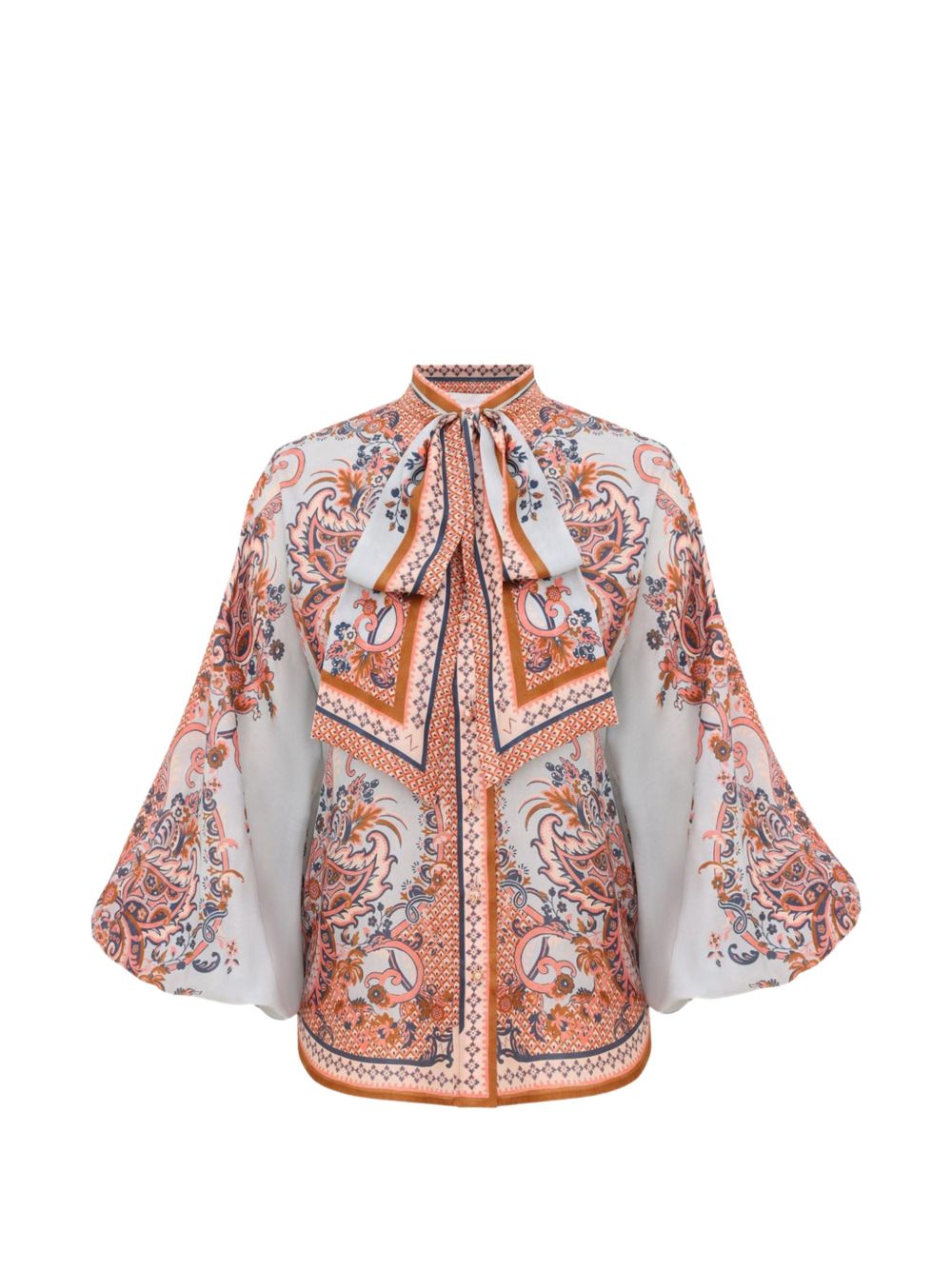 Aster Tie Neck Blouse 4461TSS261 BLUE PAISLEY FLORAL ZIMMERMANN 