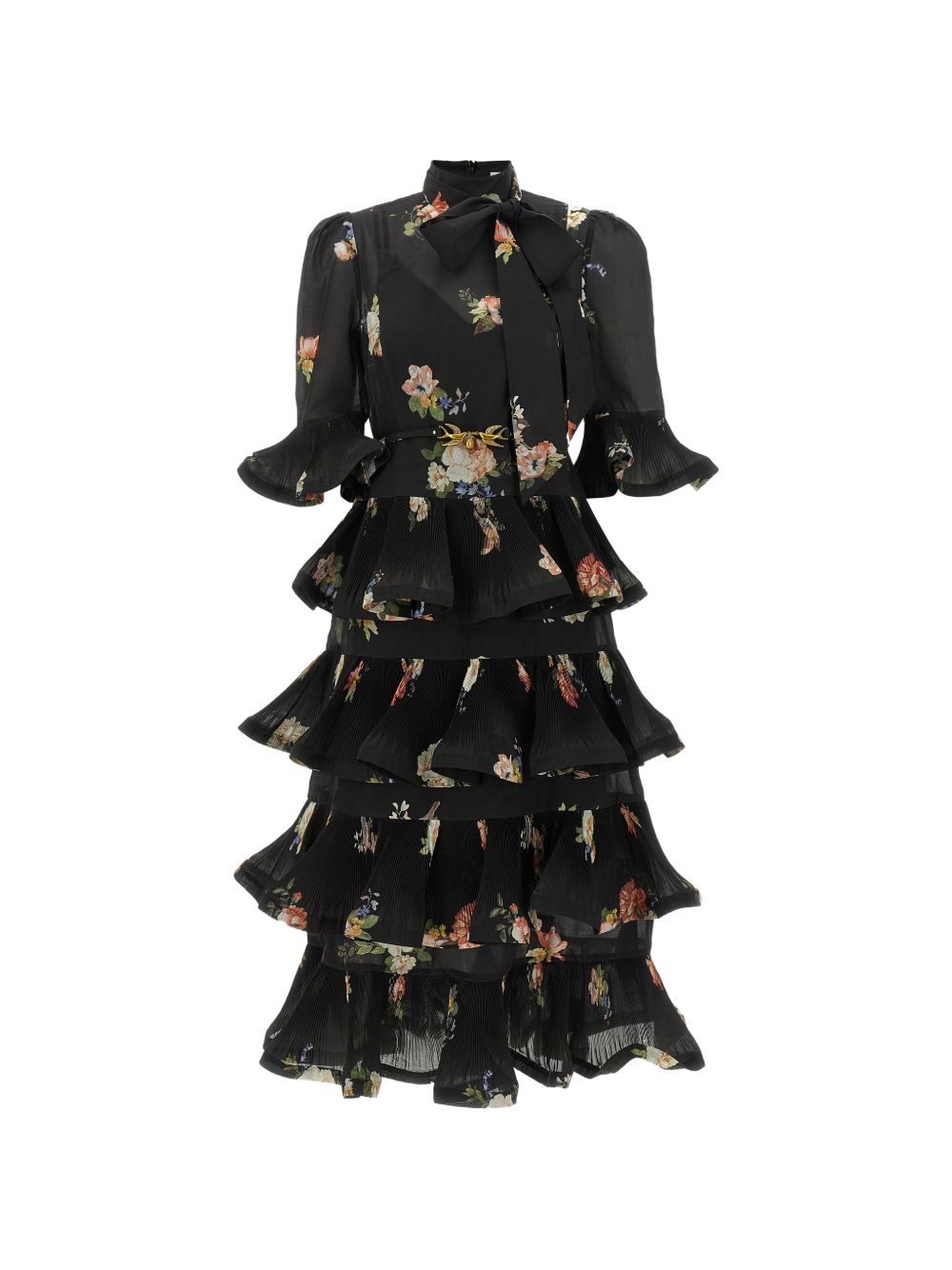 Pleated Sleeved Midi Dress 5509DF26R BLACK BIRD ZIMMERMANN 