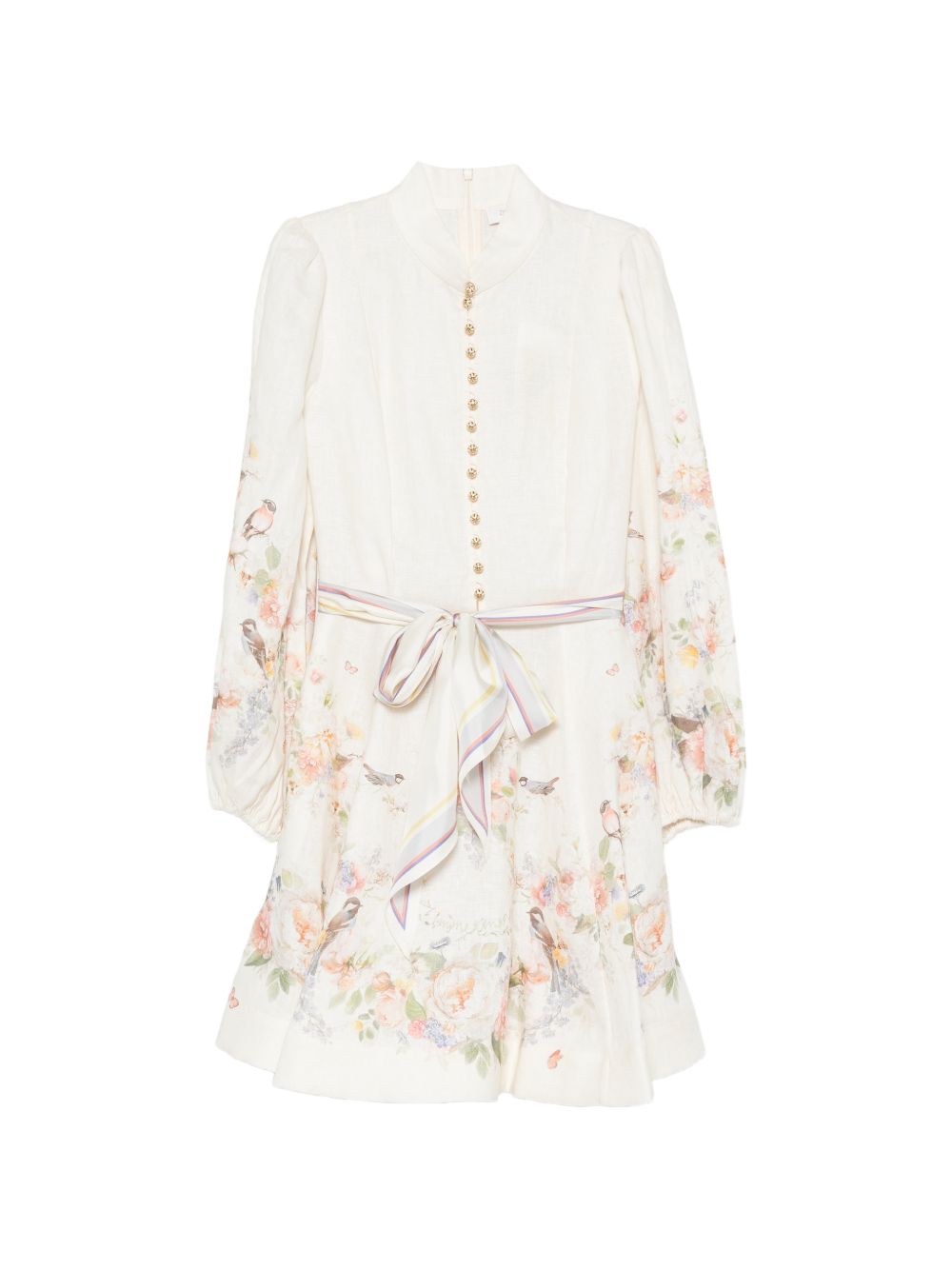 Valiant Button Mini Dress 9142DF261 CREAN BOUQUET ZIMMERMANN 