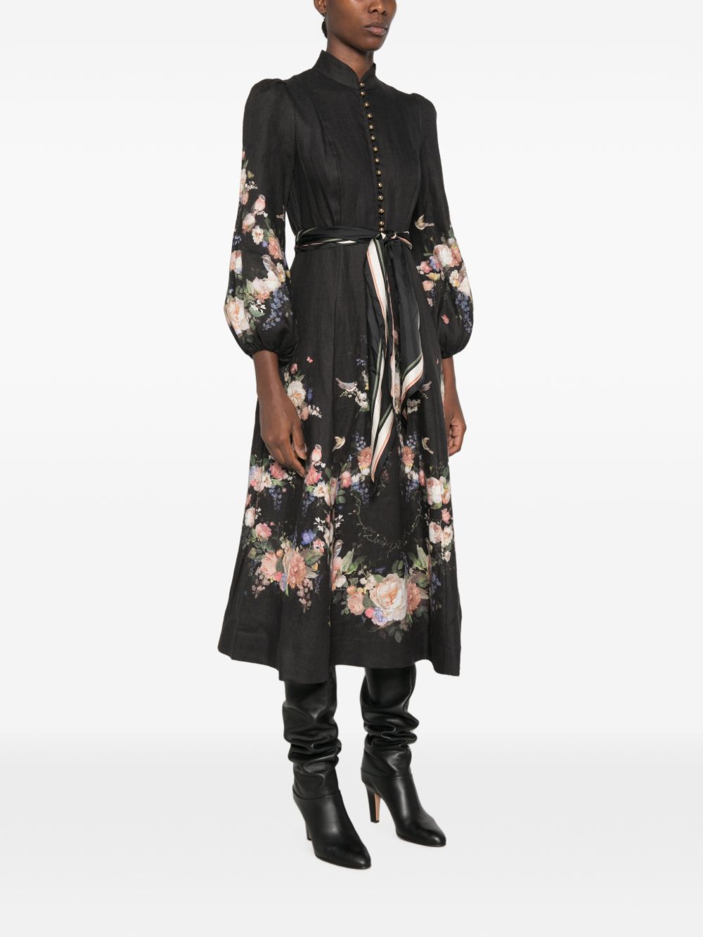 Valiant Button Midi Dress 9143DF261 BLACK BOUQUET ZIMMERMANN 