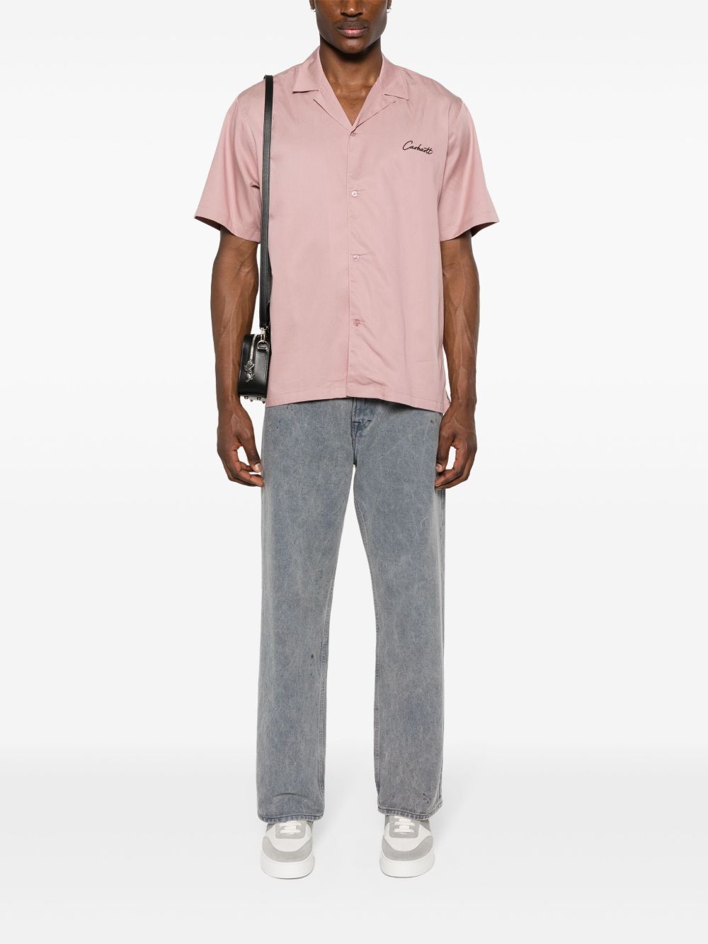 S/S DELRAY SHIRT TENCEL I031465 1R5XX PINK BLACK CARHARTT WIP 