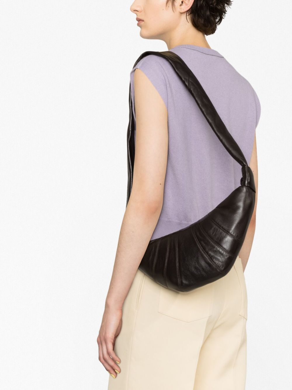 Borsa Small Croissant in Pelle BG0003LL095 BR490 DARK CHOCOLATE LEMAIRE 