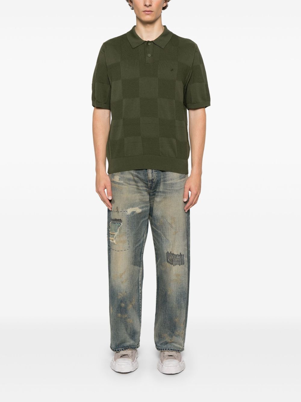 S/S CHECKER POLO COTTON I034535 667XX DOLLAR GREEN CARHARTT WIP 