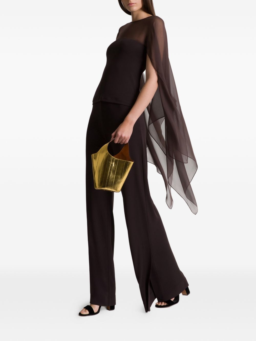 Pantaloni dritti con spacco A03130124 0102 MARRONE ALBERTA FERRETTI 