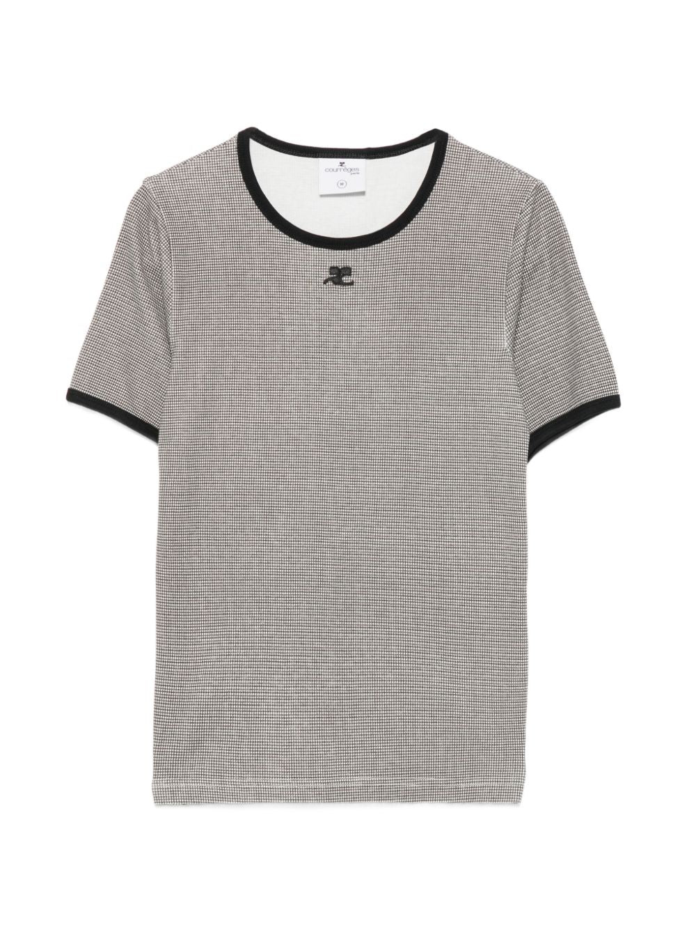 Signature Contrast T-shirt 126JTS017JS0223 B217 HOUNDSTOOTH BLACK COURREGES 