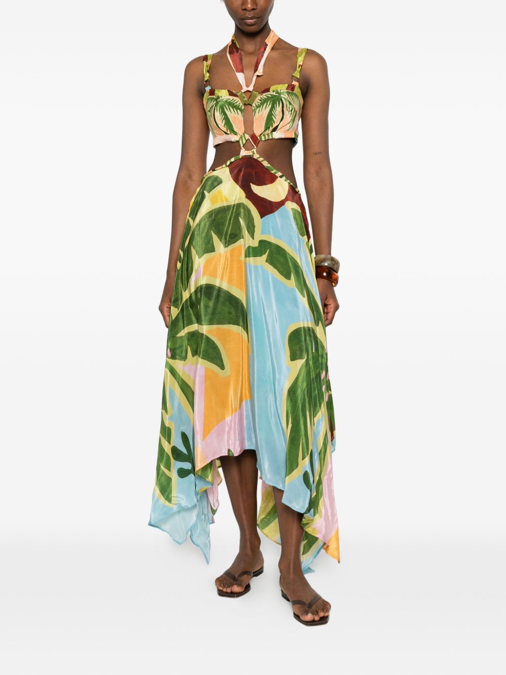 Multicolor Tropical Painting Cut-Out Buckles Maxi Dress 349023 26098 TROPICAL FARM RIO 