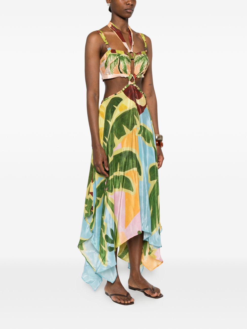 Multicolor Tropical Painting Cut-Out Buckles Maxi Dress 349023 26098 TROPICAL FARM RIO 