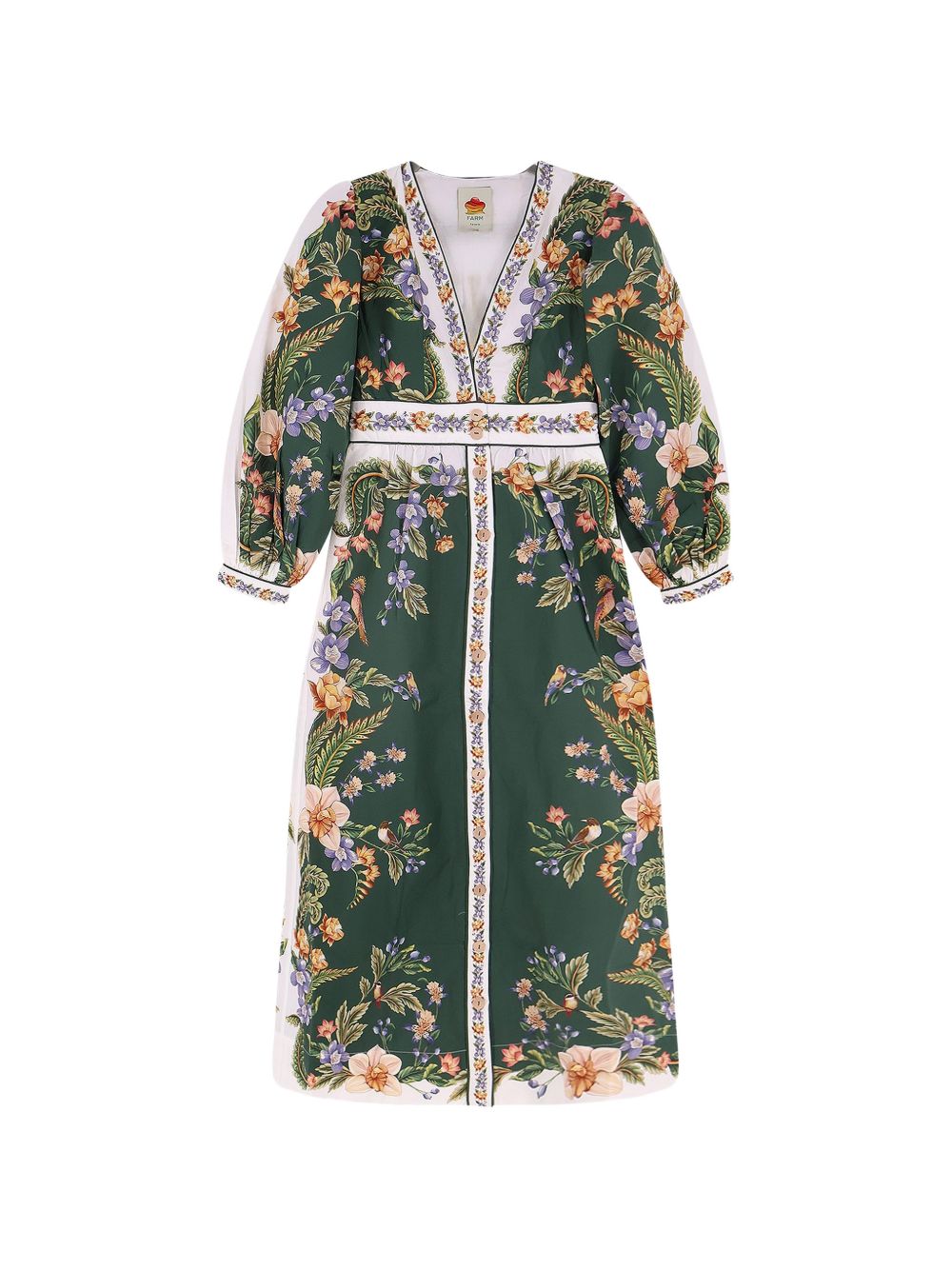 Vestito lungo in cotone con stampa floreale 353568 26067 NATURE GREEN FARM RIO 