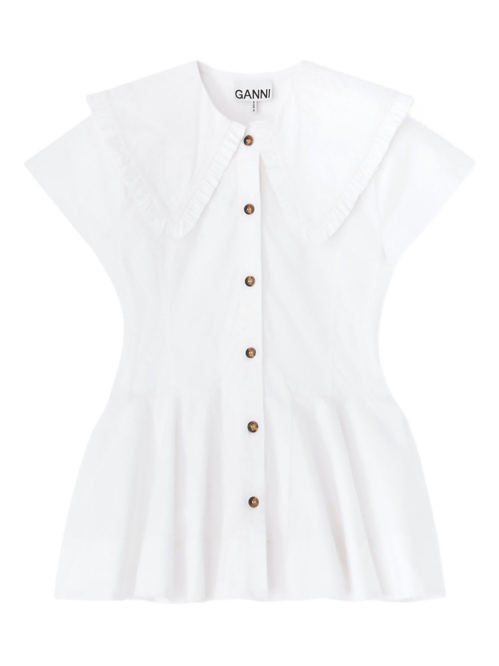 Stretch Cotton Peter Pan Collar Shirt A1040093 151 BRIGHT WHITE GANNI 
