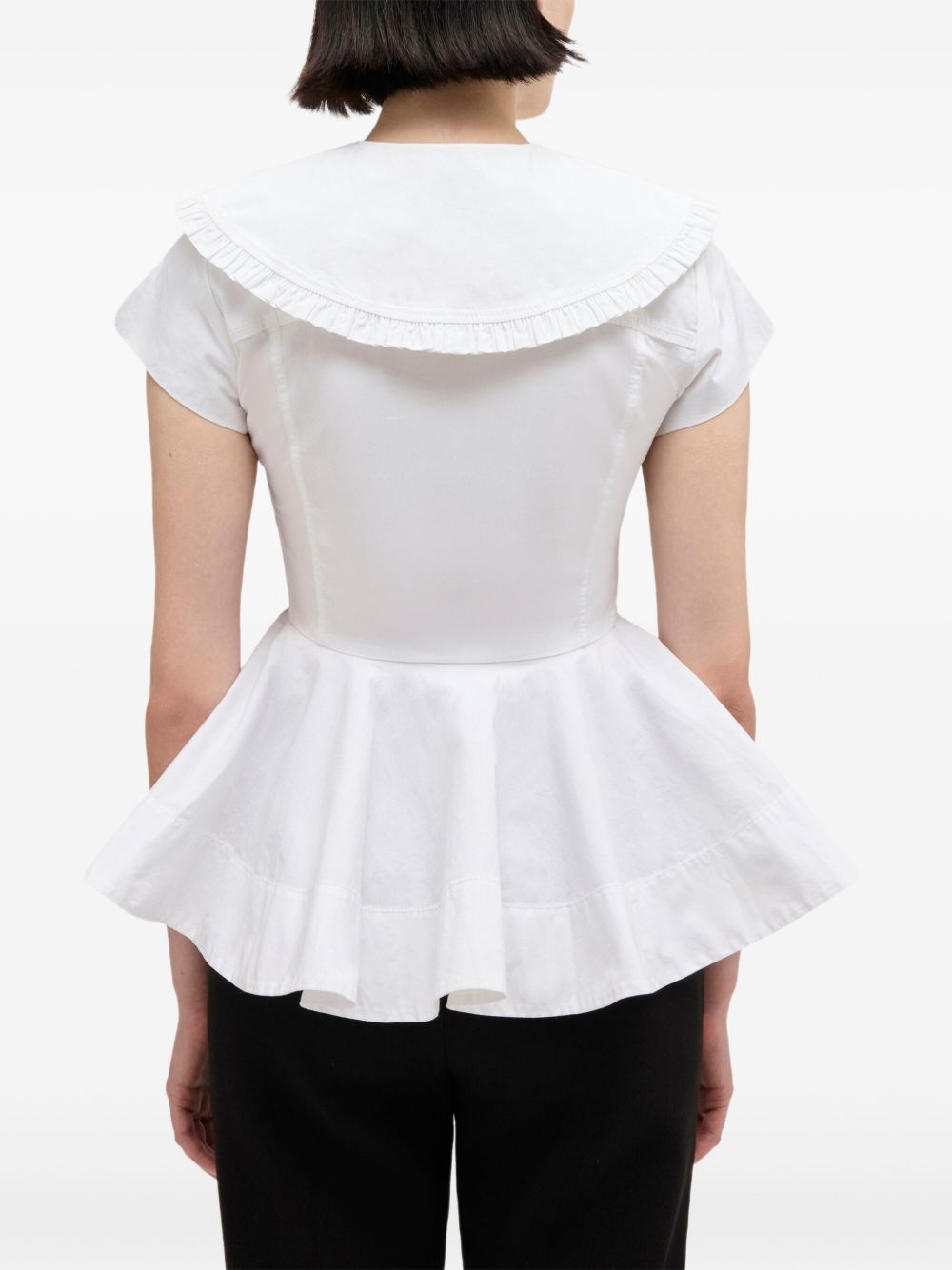 Stretch Cotton Peter Pan Collar Shirt A1040093 151 BRIGHT WHITE GANNI 