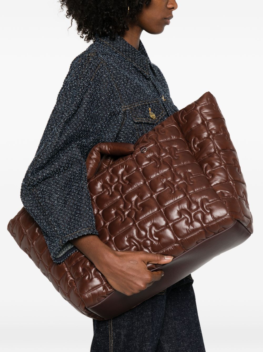 Re-Tech Quilted Tote B2080003 979 CHICORY COFFEE GANNI 