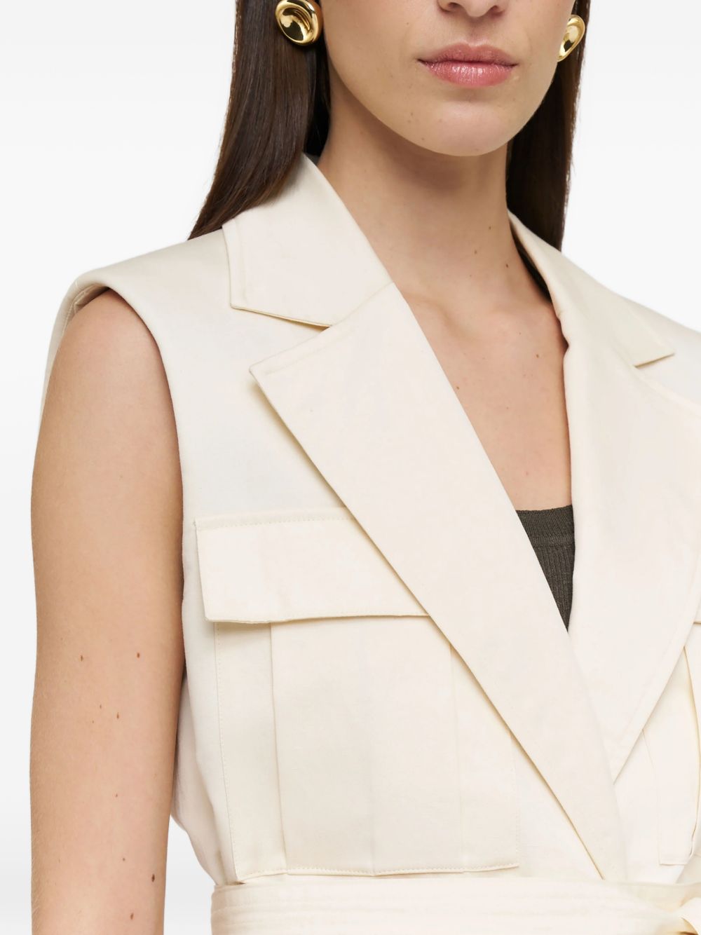 Diafa Cotton Linen Sleeveless Jacket JF009694 0287 MARBLE JOSEPH 