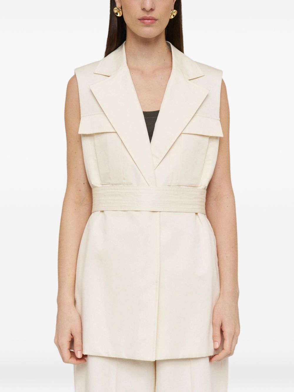 Diafa Cotton Linen Sleeveless Jacket JF009694 0287 MARBLE JOSEPH 