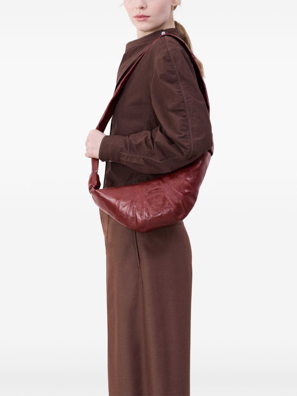 Small Croissant Bag in Coated Cotton BG0003LF1329 RE365 BRICK RED LEMAIRE 