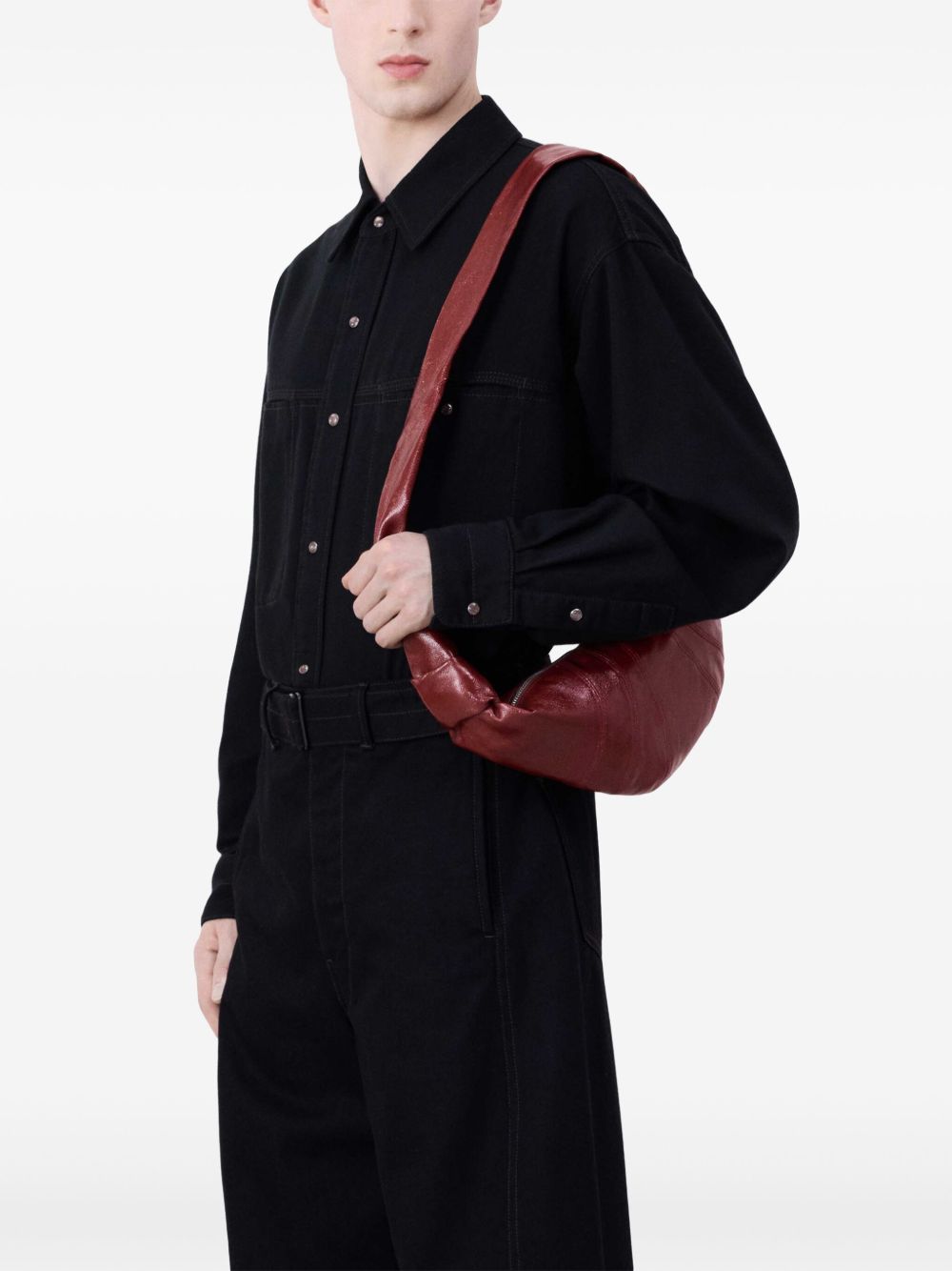 Small Croissant Bag in Coated Cotton BG0003LF1329 RE365 BRICK RED LEMAIRE 