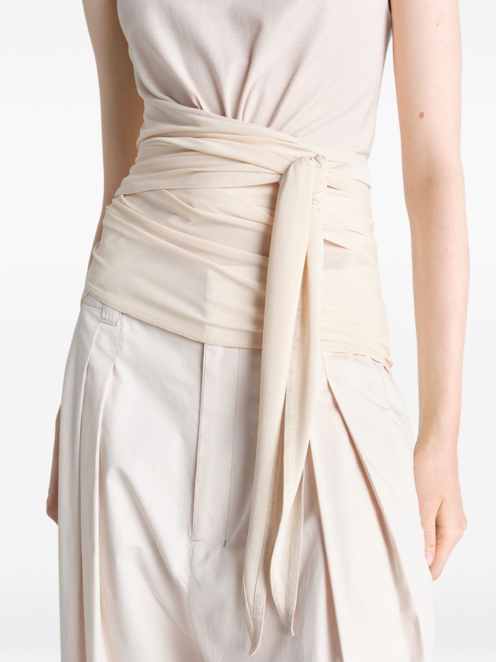 Sleeveless Wrap Top in Viscose Crepe Jersey OT0008LJ1050 YE507 CREAM LEMAIRE 