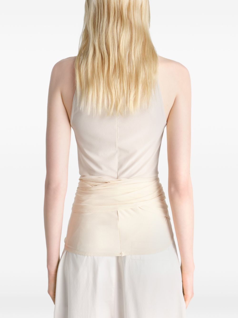 Sleeveless Wrap Top in Viscose Crepe Jersey OT0008LJ1050 YE507 CREAM LEMAIRE 