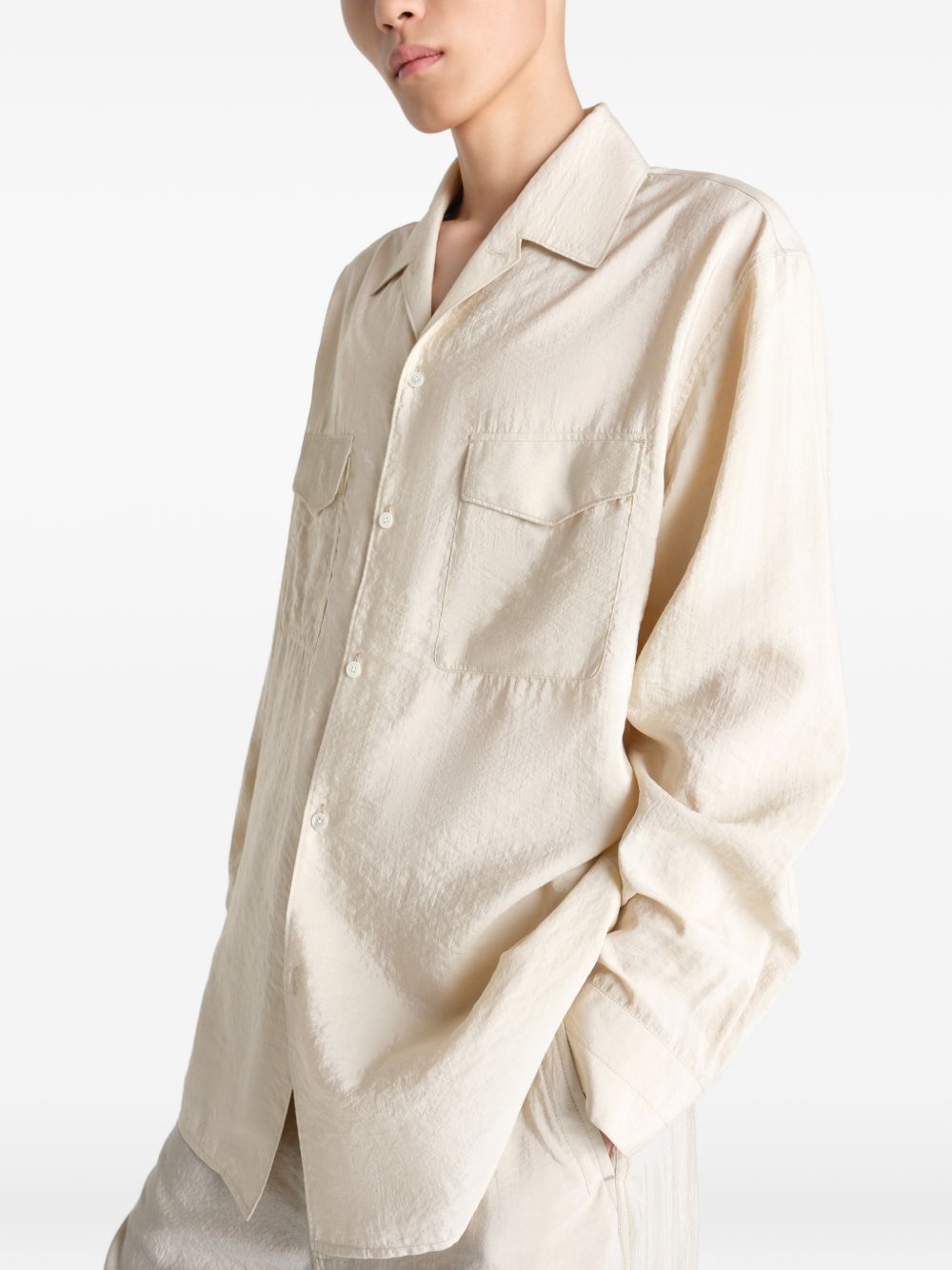 Convertible Collar Shirt in Dry Silk SH1233LF1308 BG235 OAT MILK LEMAIRE 