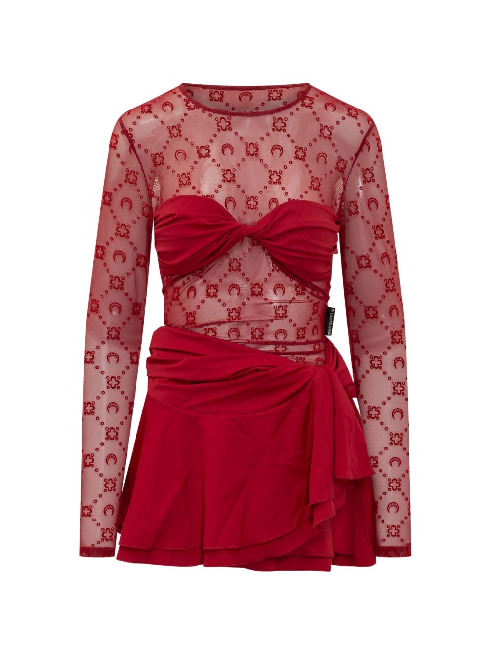 Mini Abito Monogram Mesh Flock WDR470ACJER0005 RD11 RIBBON RED MARINE SERRE 